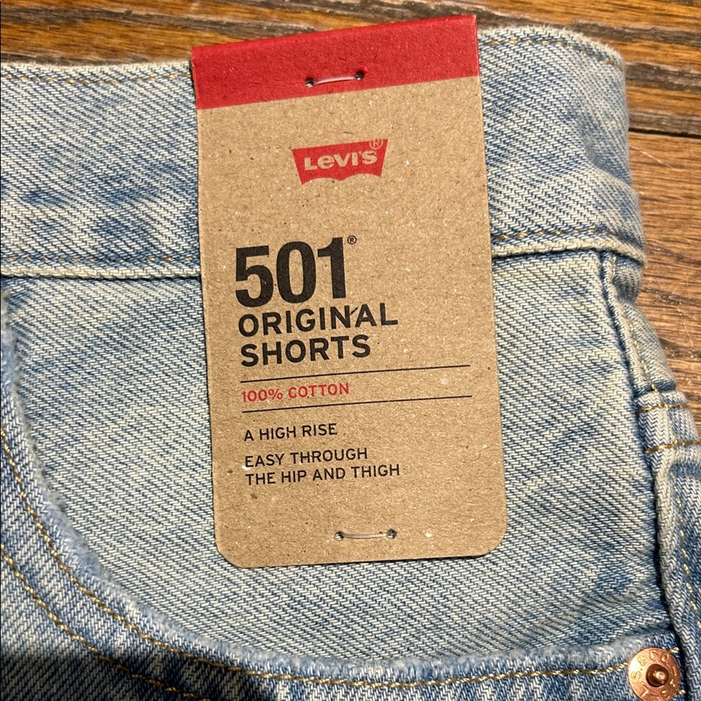 Levi's Light Blue Distressed Jean Shorts - Picture 2 of 5